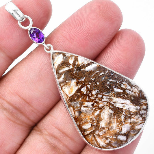 Natural Wild Horse Jasper & Amethyst Pendant P-1098 SDP145554