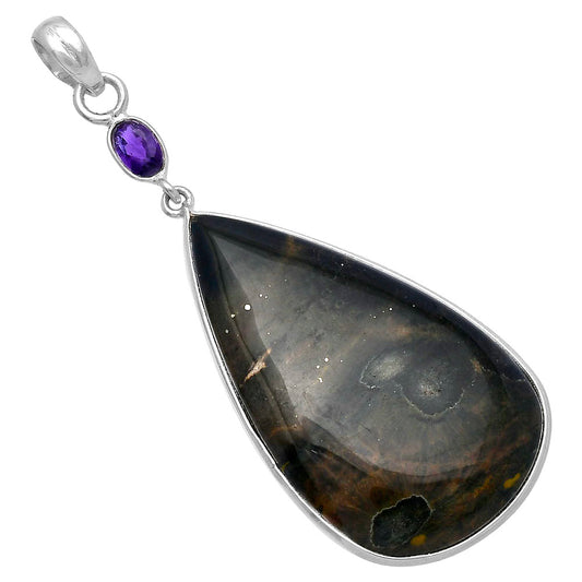 Ocean Jasper - Madagascar & Amethyst Pendant P-1098 SDP145569