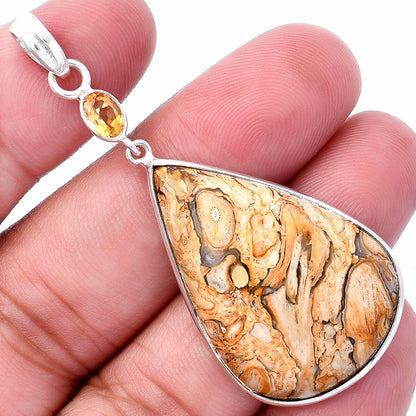 Natural Rock Calcy & Citrine Pendant P-1098 SDP145571