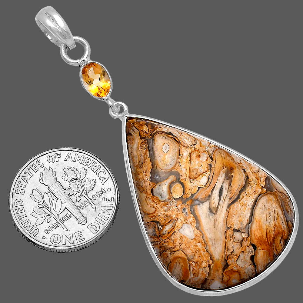 Natural Rock Calcy & Citrine Pendant P-1098 SDP145571