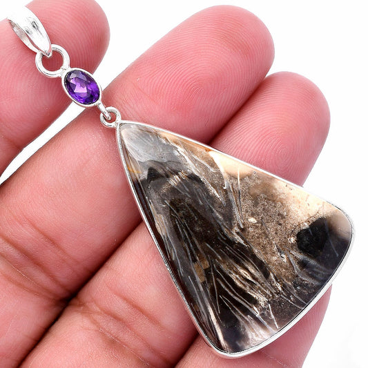 Natural Bat Cave Jasper & Amethyst Pendant P-1098 SDP145575