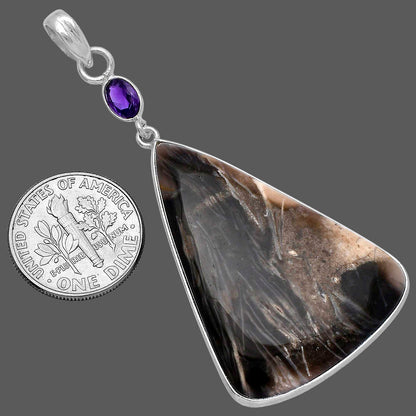 Natural Bat Cave Jasper & Amethyst Pendant P-1098 SDP145575