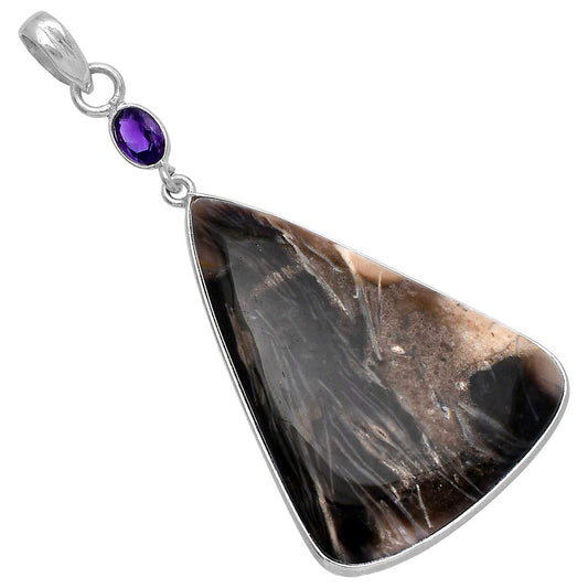 Natural Bat Cave Jasper & Amethyst Pendant P-1098 SDP145575