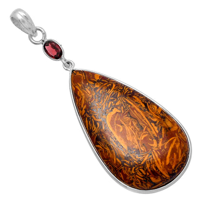 Coquina Fossil Jasper & Garnet Pendant P-1098 SDP145583