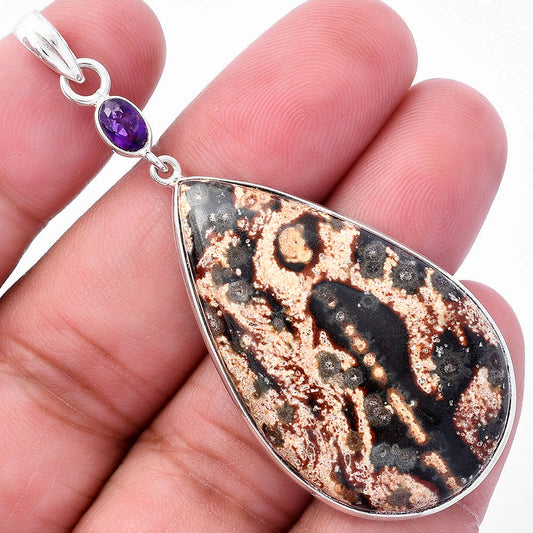 Leopard Skin Jasper & Amethyst Pendant P-1098 SDP145585