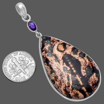 Leopard Skin Jasper & Amethyst Pendant P-1098 SDP145585