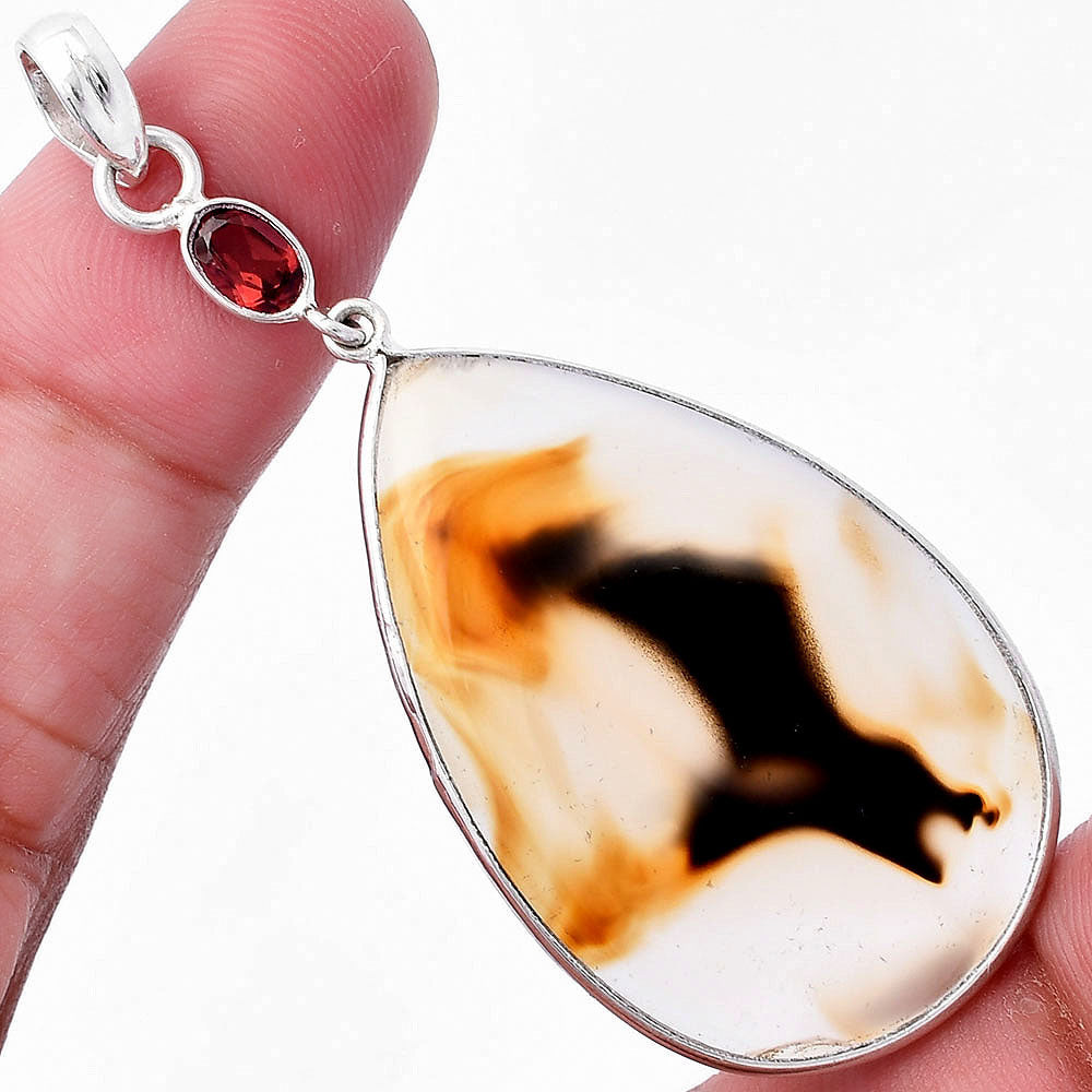 Natural Montana Agate - USA & Garnet Pendant P-1098 SDP145586