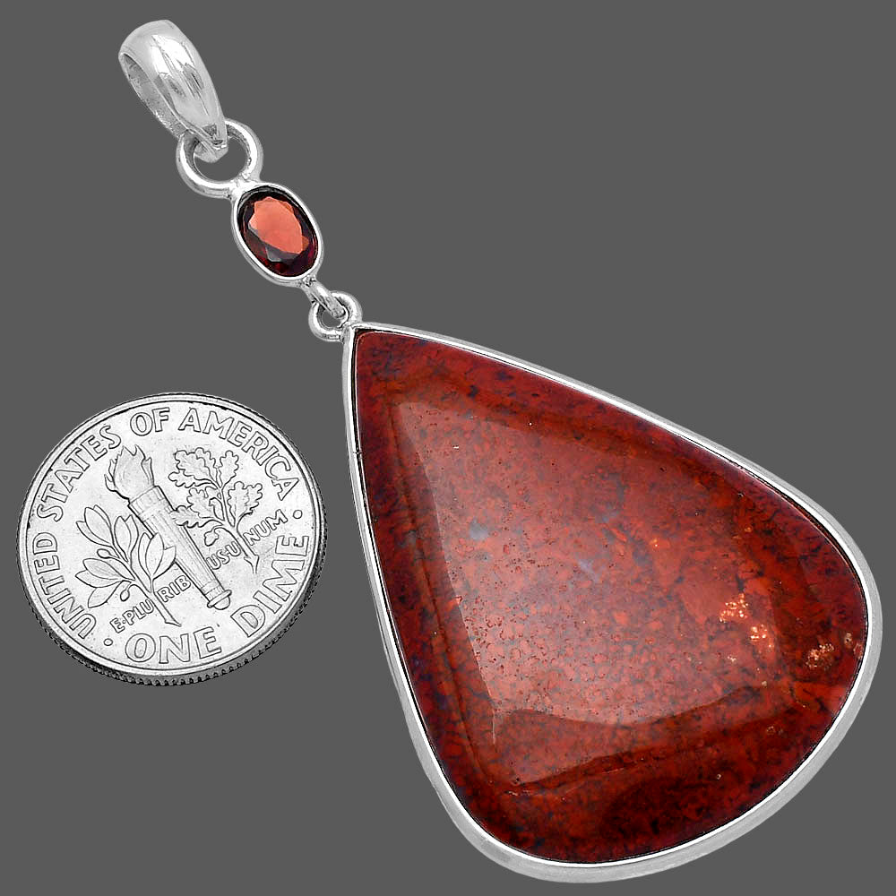 Natural Red Moss Agate & Garnet Pendant P-1098 SDP145595