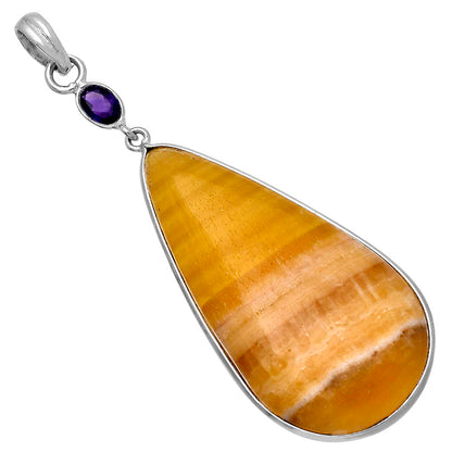 Natural Honey Aragonite & Amethyst Pendant P-1098 SDP145619