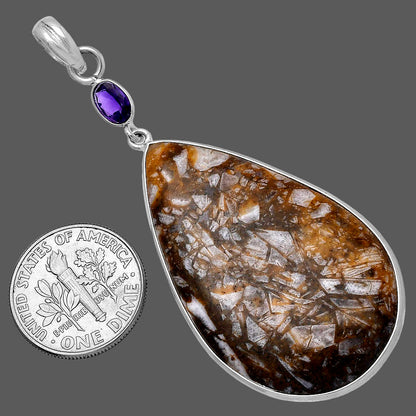Natural Wild Horse Jasper & Amethyst Pendant P-1098 SDP145624