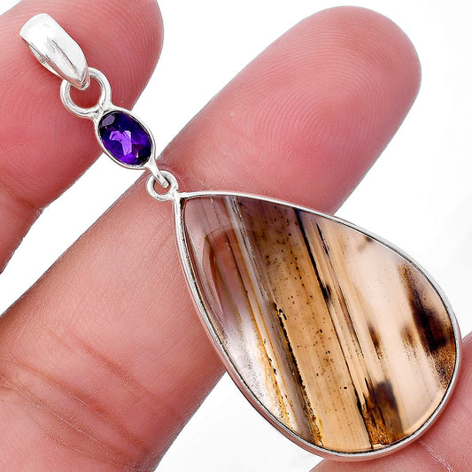 Montana Agate - USA & Amethyst Pendant P-1098 SDP145627