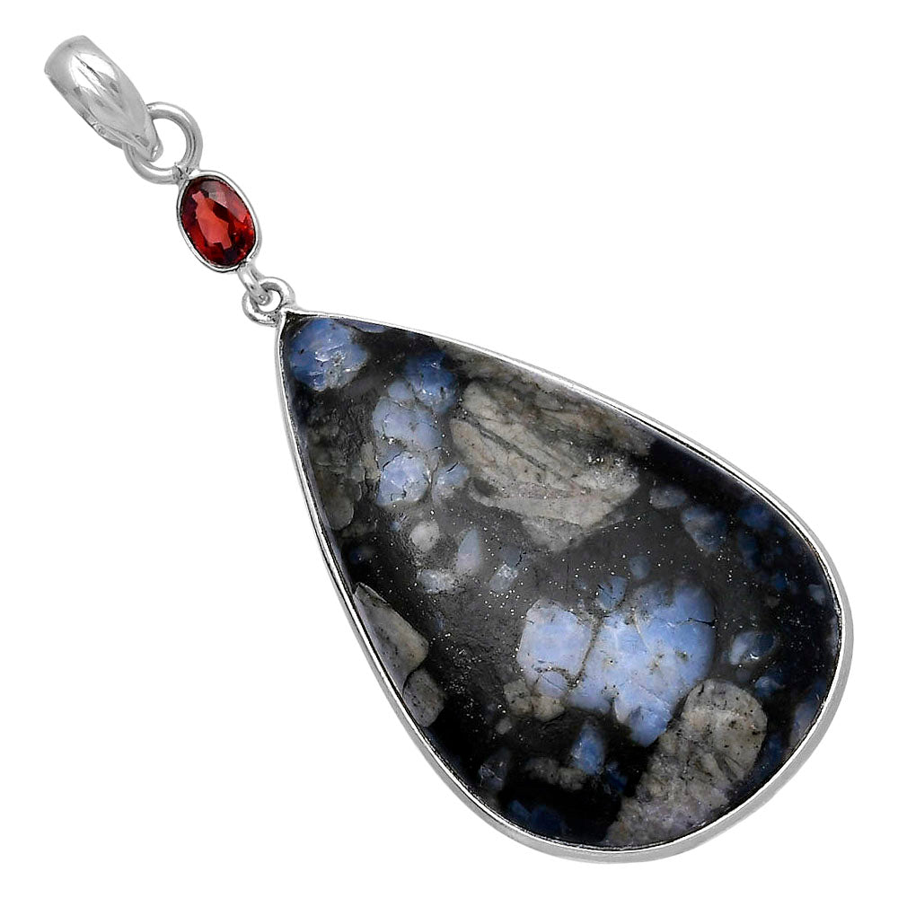 Llanite Blue Opal Crystal Sphere & Garnet Pendant P-1098 SDP145633
