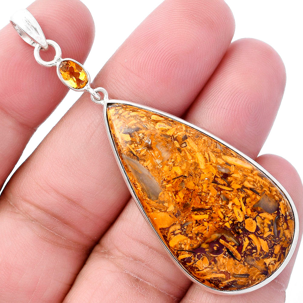 Coquina Fossil Jasper & Citrine Pendant P-1098 SDP145634
