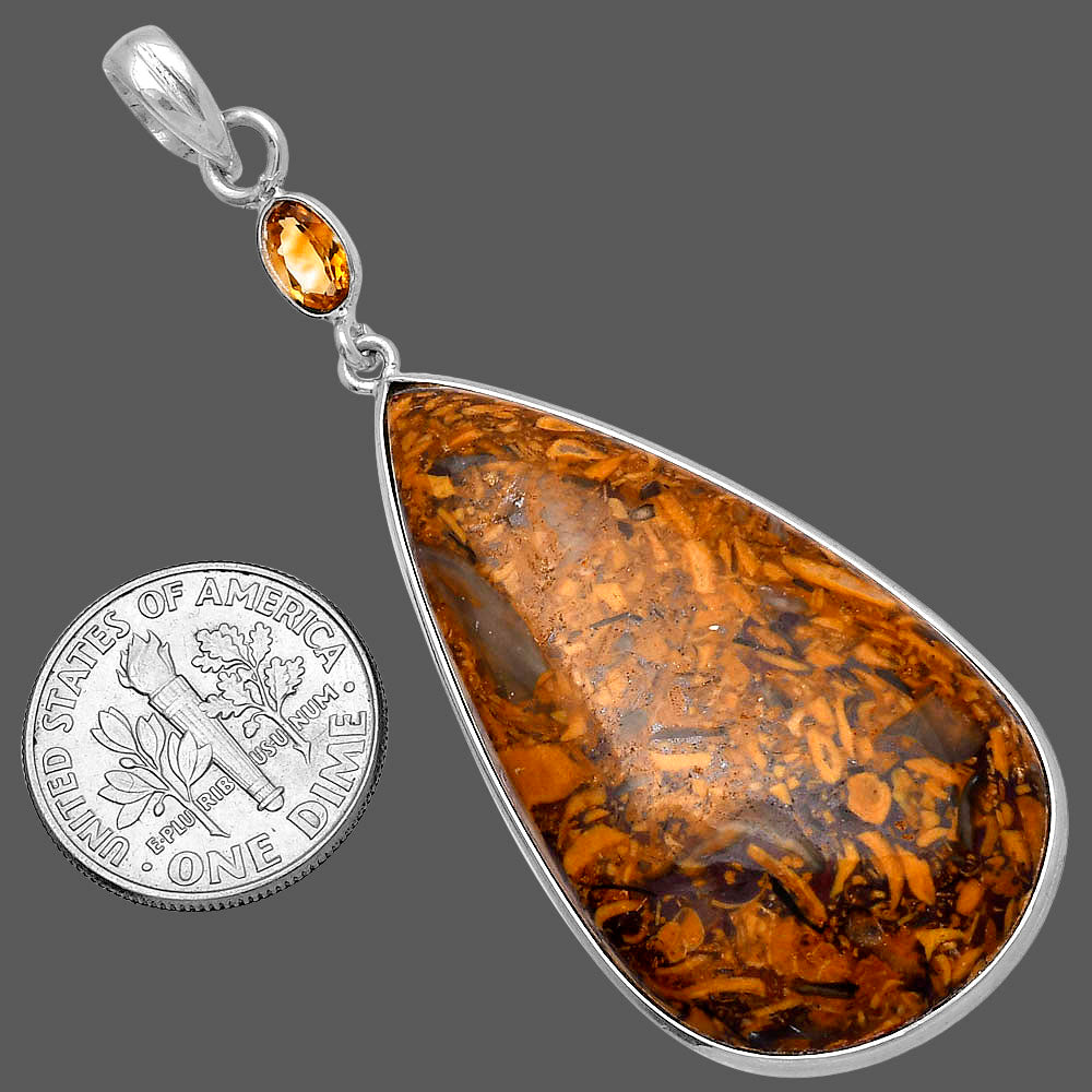 Coquina Fossil Jasper & Citrine Pendant P-1098 SDP145634