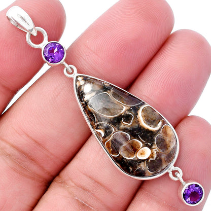 Turtella Jasper - USA & Amethyst Pendant P-1123 SDP145655