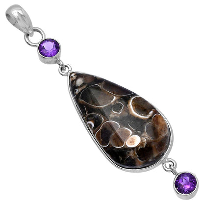 Turtella Jasper - USA & Amethyst Pendant P-1123 SDP145655