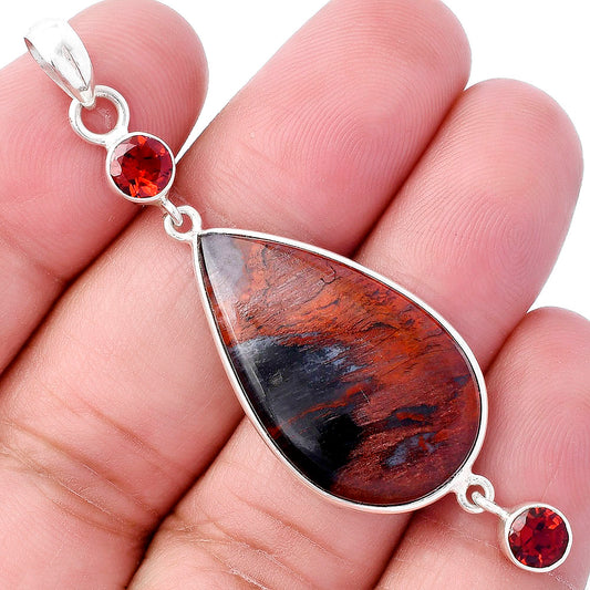 Natural Red Moss Agate & Garnet Pendant P-1123 SDP145658
