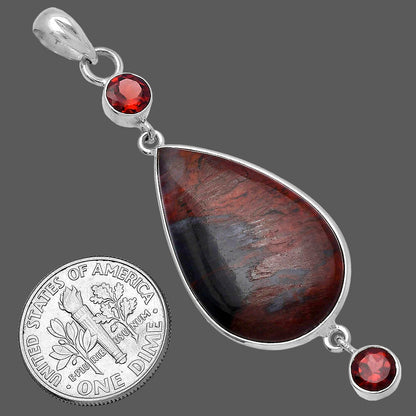 Natural Red Moss Agate & Garnet Pendant P-1123 SDP145658