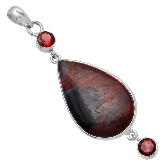Natural Red Moss Agate & Garnet Pendant P-1123 SDP145658