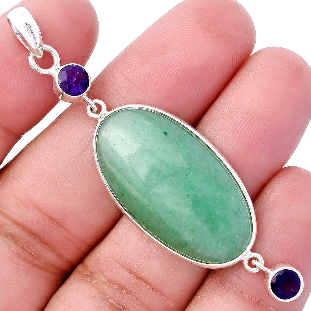 Natural Green Aventurine & Amethyst Pendant P-1123 SDP145660