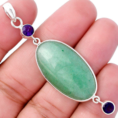 Natural Green Aventurine & Amethyst Pendant P-1123 SDP145660