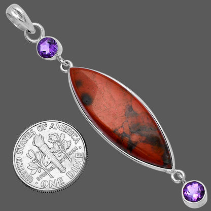 Red Brecciated Jasper & Amethyst Pendant P-1123 SDP145666