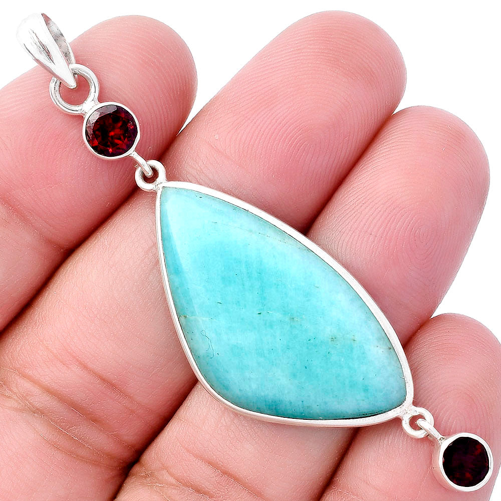 Natural Paraiba Amazonite & Garnet Pendant P-1123 SDP145673