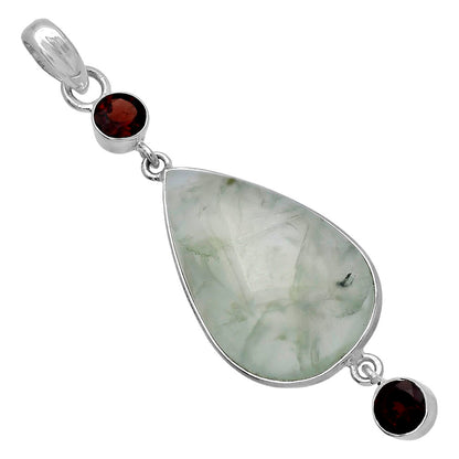 Natural Prehnite & Garnet Pendant P-1123 SDP145681