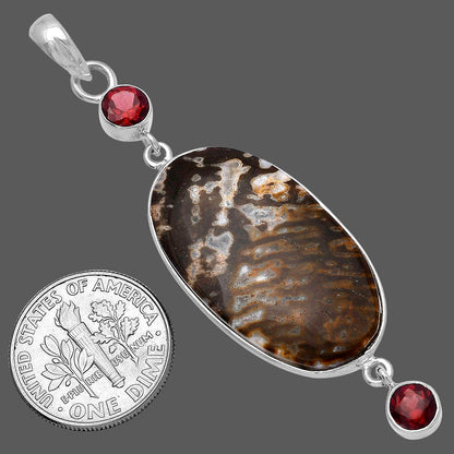 Natural Wild Horse Jasper & Garnet Pendant P-1123 SDP145682