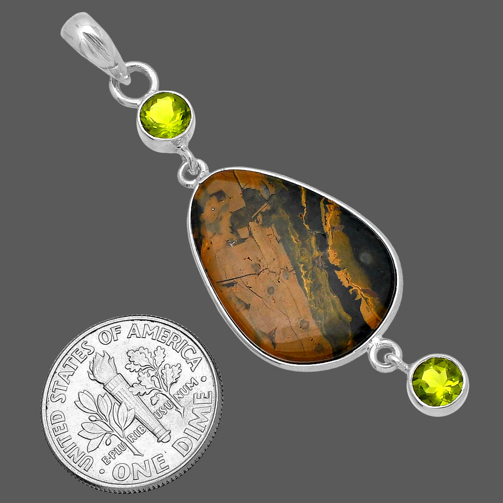 Ocean Jasper - Madagascar & Peridot Pendant P-1123 SDP145686