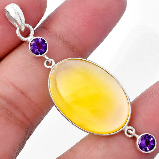 Natural Yellow Onyx & Amethyst Pendant P-1123 SDP145688