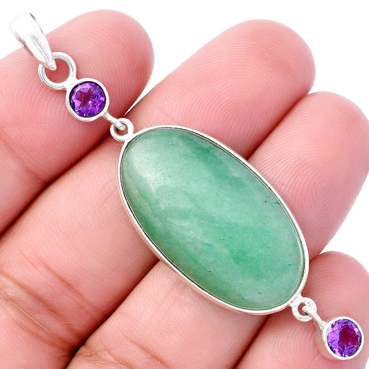Natural Green Aventurine & Amethyst Pendant P-1123 SDP145690