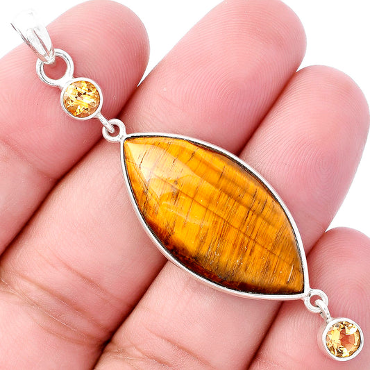 Natural Tiger Eye - Africa & Citrine Pendant P-1123 SDP145695