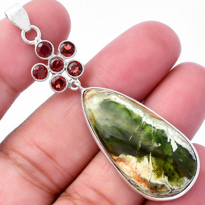 Natural Chrome Chalcedony & Garnet Pendant P-1122 SDP145707