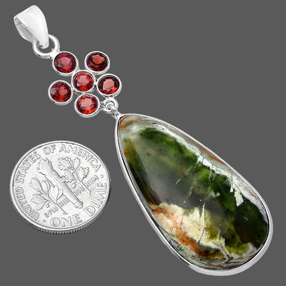 Natural Chrome Chalcedony & Garnet Pendant P-1122 SDP145707