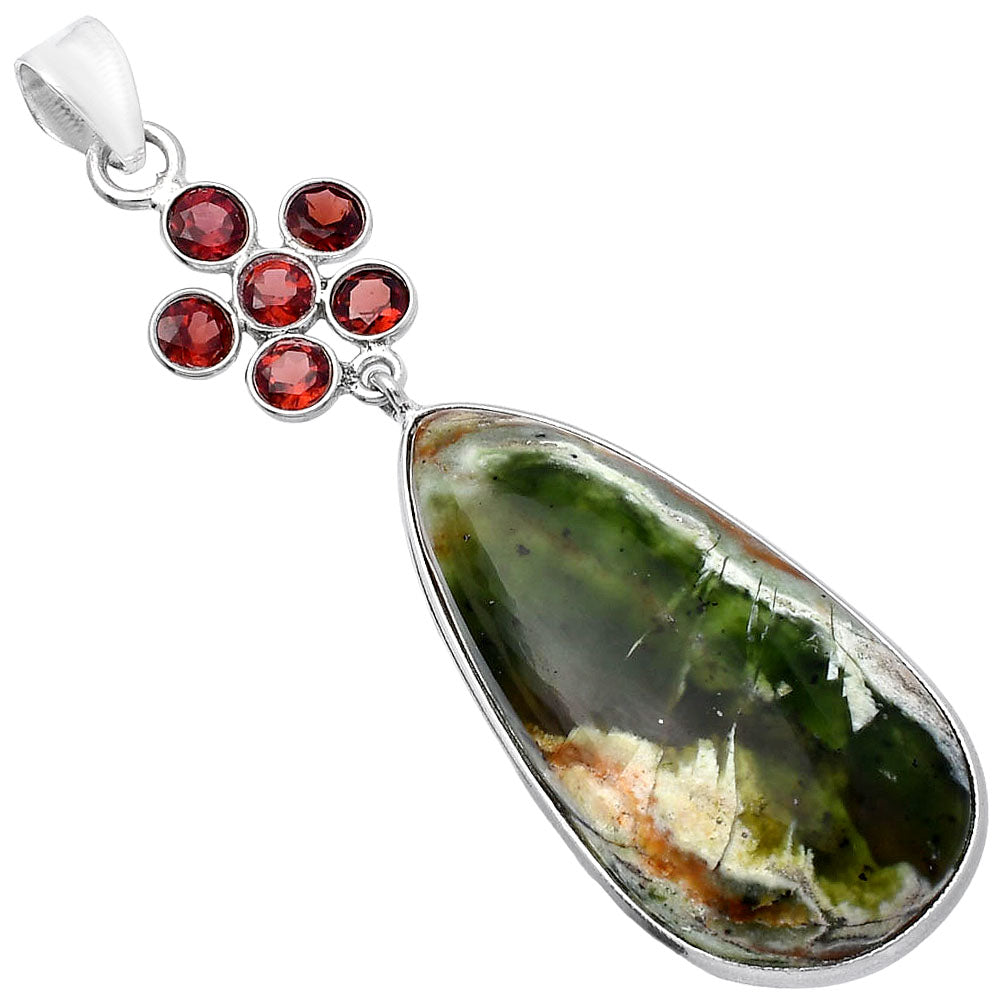 Natural Chrome Chalcedony & Garnet Pendant P-1122 SDP145707