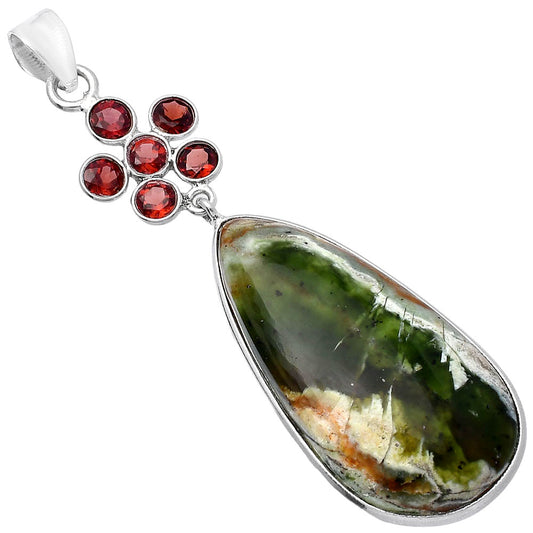 Natural Chrome Chalcedony & Garnet Pendant P-1122 SDP145707