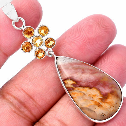 Natural Polygram Jasper & Citrine Pendant P-1122 SDP145719