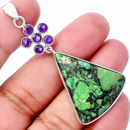 Green Matrix Turquoise & Amethyst Pendant P-1122 SDP145725