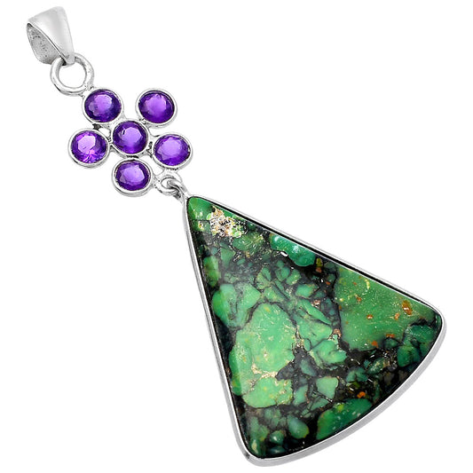 Green Matrix Turquoise & Amethyst Pendant P-1122 SDP145725