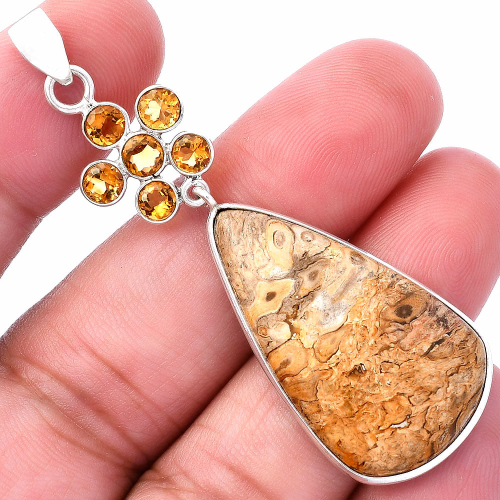 Natural Rock Calcy & Citrine Pendant P-1122 SDP145734
