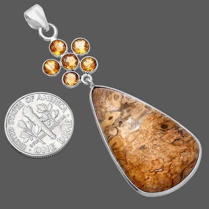 Natural Rock Calcy & Citrine Pendant P-1122 SDP145734