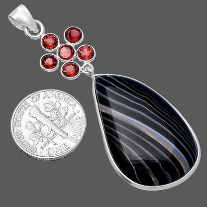 Natural Banded Onyx & Garnet Pendant P-1122 SDP145735