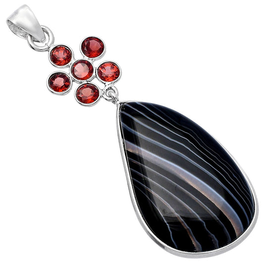 Natural Banded Onyx & Garnet Pendant P-1122 SDP145735