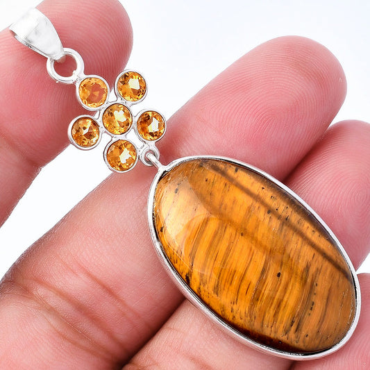 Natural Tiger Eye - Africa & Citrine Pendant P-1122 SDP145750