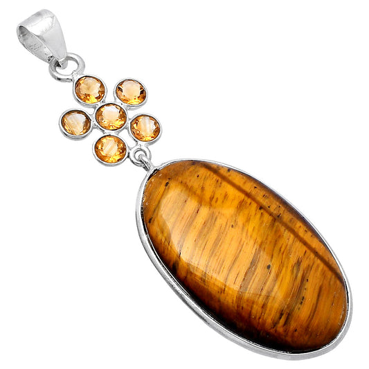 Natural Tiger Eye - Africa & Citrine Pendant P-1122 SDP145750