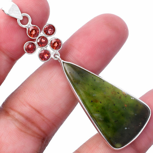 Natural Chrome Chalcedony & Garnet Pendant P-1122 SDP145752