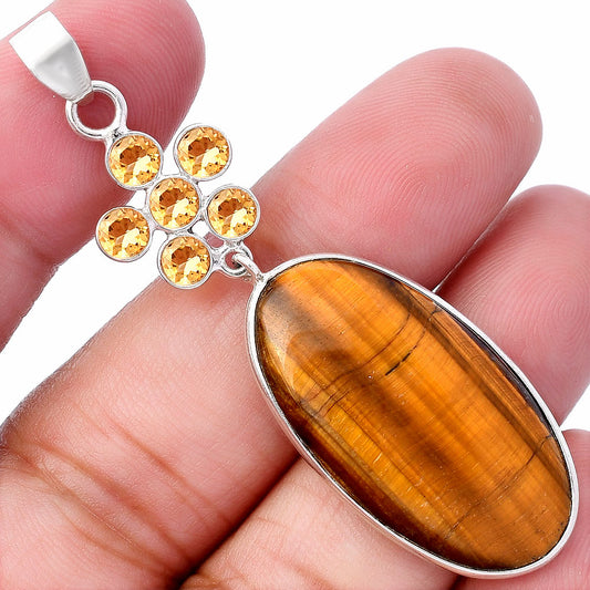 Natural Tiger Eye - Africa & Citrine Pendant P-1122 SDP145763