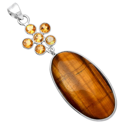 Natural Tiger Eye - Africa & Citrine Pendant P-1122 SDP145763