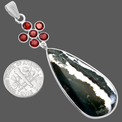 Natural Larsonite Jasper & Garnet Pendant P-1122 SDP145766